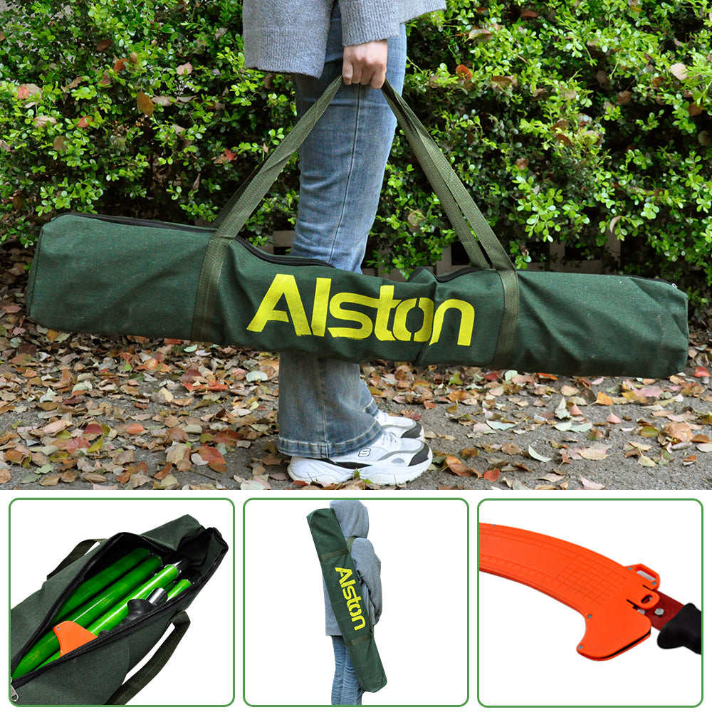 Alston 8M Extendable Manual Pole Pruner Tree Trimmer High Branch Saw Shearing Loppers Hand Portable With Storage Bag and 2 Saw Blades Portable Pruning Cutter