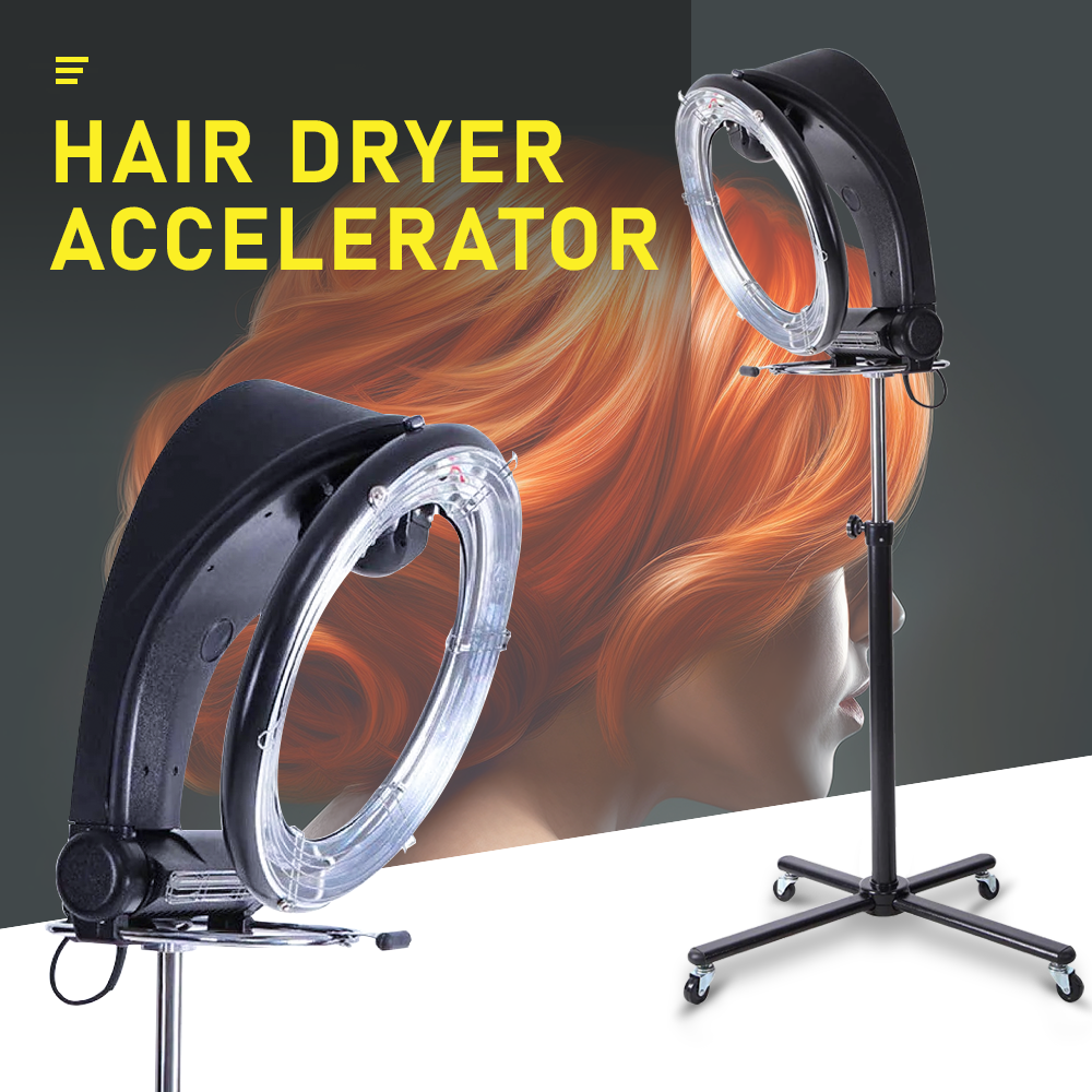 Alston Free Standing Hair Dryer Accelerator Colour 360 Rotating Halo Rolling Salon Equipment Height Adjustable Temperature and Timer Contror Hairdryer