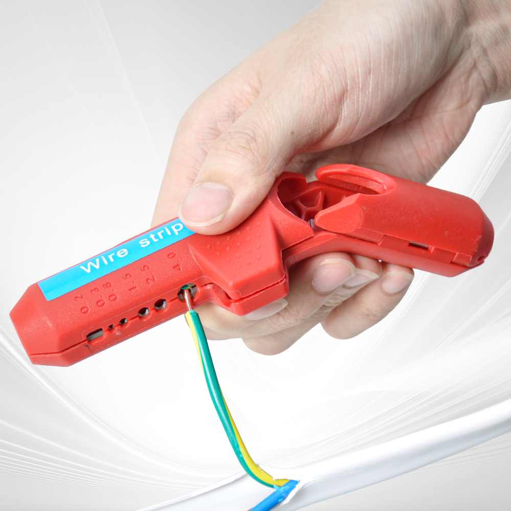 Wire Stripper Ergonomic Curved Handle Cable Stripping Splitting Cut Tool Wide Stripping Ranges Hand Tool with 6 Size Planer Holes for Electrical