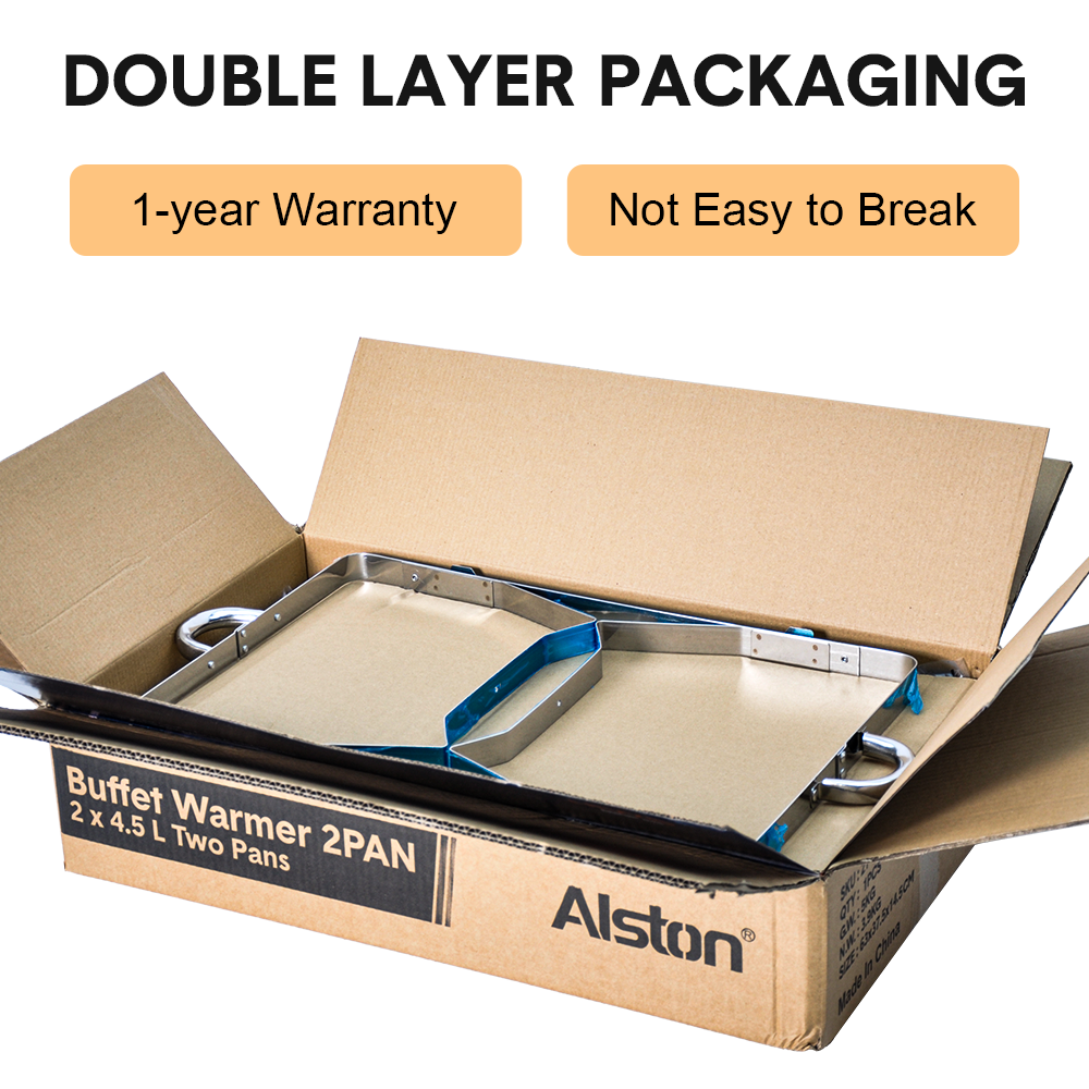 Alston 9L 4.5x2 Bain Marie Bow Food Buffet Warmer Pan Chafing Dish Stainless Steel Catering Warmer Set with Trays Lid Fuel Holder Party Banquet Dining