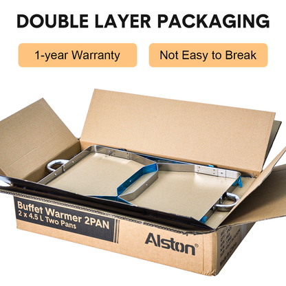 Alston 9L 4.5x2 Bain Marie Bow Food Buffet Warmer Pan Chafing Dish Stainless Steel Catering Warmer Set with Trays Lid Fuel Holder Party Banquet Dining