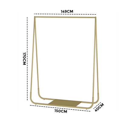 Alston Gold Metal Clothing Rack Coat Hanger Freestanding Stylish Garment Display Rack 170X40X150cm for Retail Entryway Shop Commercial Home