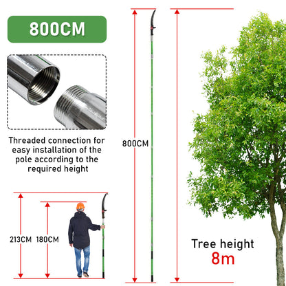 Alston 8M Extendable Manual Pole Pruner Tree Trimmer High Branch Saw Shearing Loppers Hand Portable With Storage Bag and 2 Saw Blades Portable Pruning Cutter