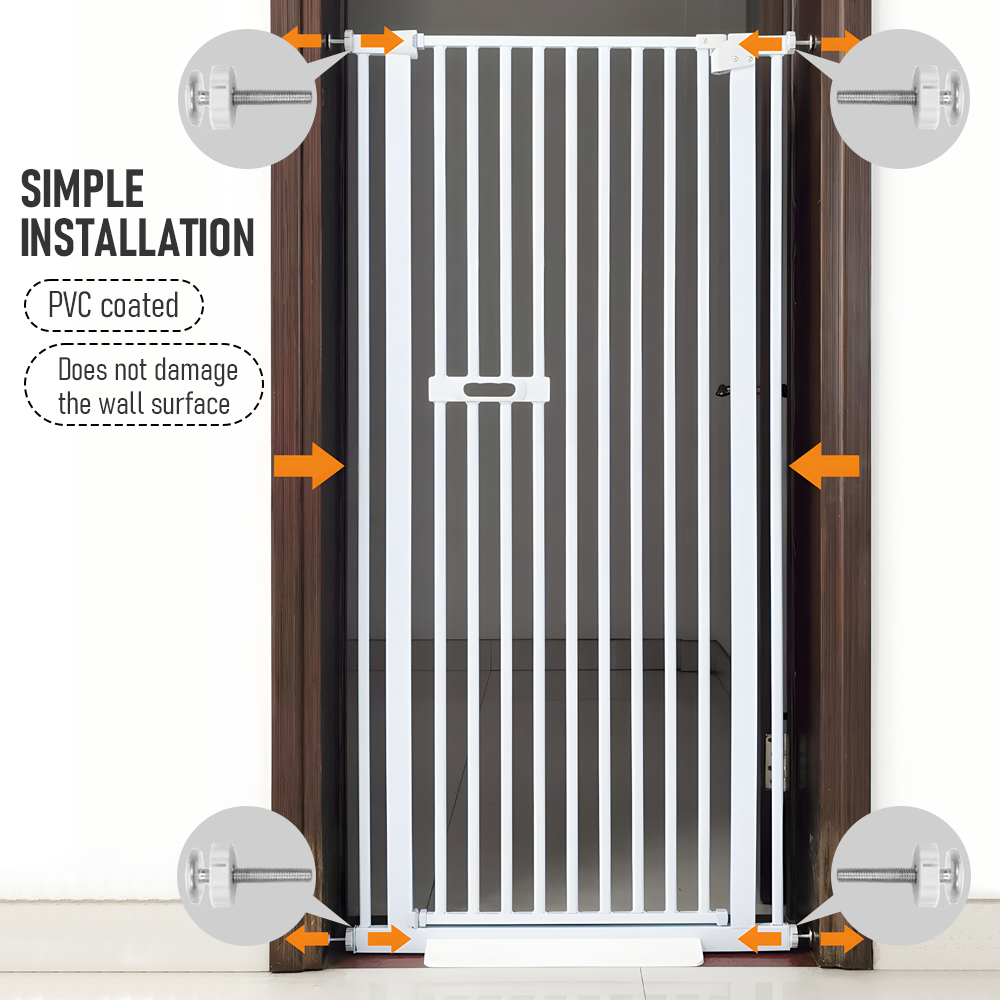 Alston Upgraded Extra Tall 150cm Baby Pet Security Gate Safety Gate Easy Fit Fence Adjustable Width 75-85cm Two Way Opening No Drill Needed Doorway Stairs Hallway