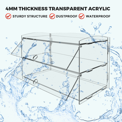 Alston 2-Tier Bakery Display Case Cabinet Pastry Acrylic Cupcake Donuts Cake Pastry Clear Display Cabinet Shelf Transparent Showcase 225x485x330mm