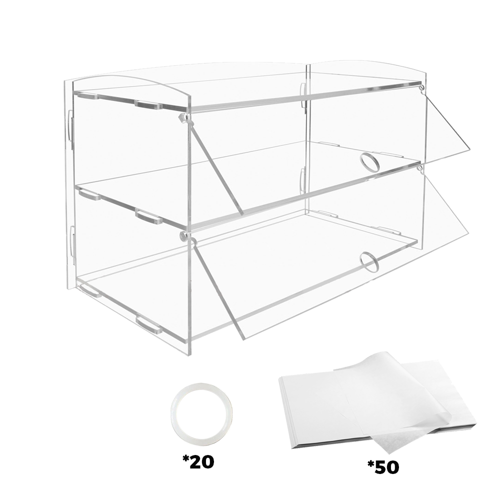 Alston 2-Tier Bakery Display Case Cabinet Pastry Acrylic Cupcake Donuts Cake Pastry Clear Display Cabinet Shelf Transparent Showcase 225x485x330mm