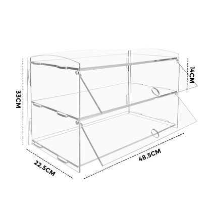 Alston 2-Tier Bakery Display Case Cabinet Pastry Acrylic Cupcake Donuts Cake Pastry Clear Display Cabinet Shelf Transparent Showcase 225x485x330mm