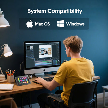 Studio Controller Keyboard Stream Controller Customizable Deck with 15 Shortcut Keys for Multi Applications Triggered in PC for Streaming Studio Work Game