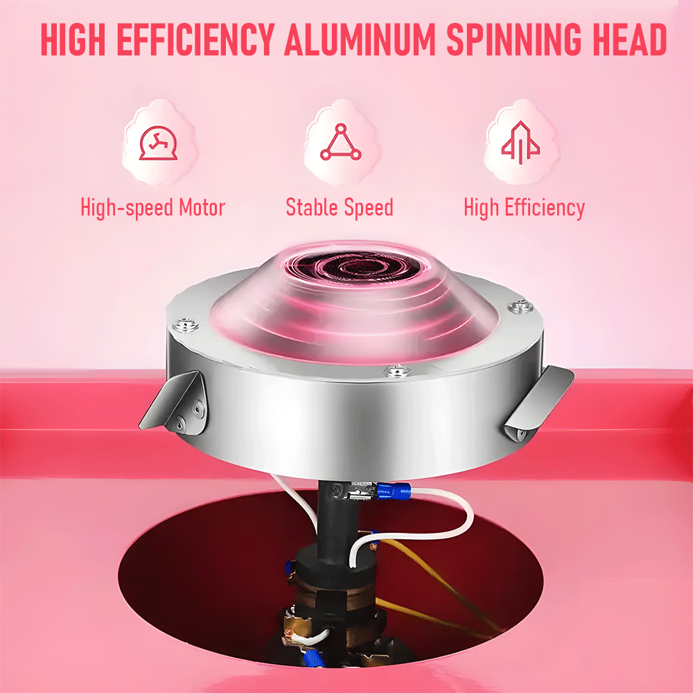 Alston 1000W Commercial Electric Cotton Candy Machine Sugar Fairy Floss Maker For Family Party with Stainless Steel Bowl Storage Drawer Pink Color