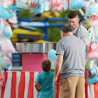 Alston 1000W Commercial Electric Cotton Candy Machine Sugar Fairy Floss Maker For Family Party with Stainless Steel Bowl Storage Drawer Pink Color