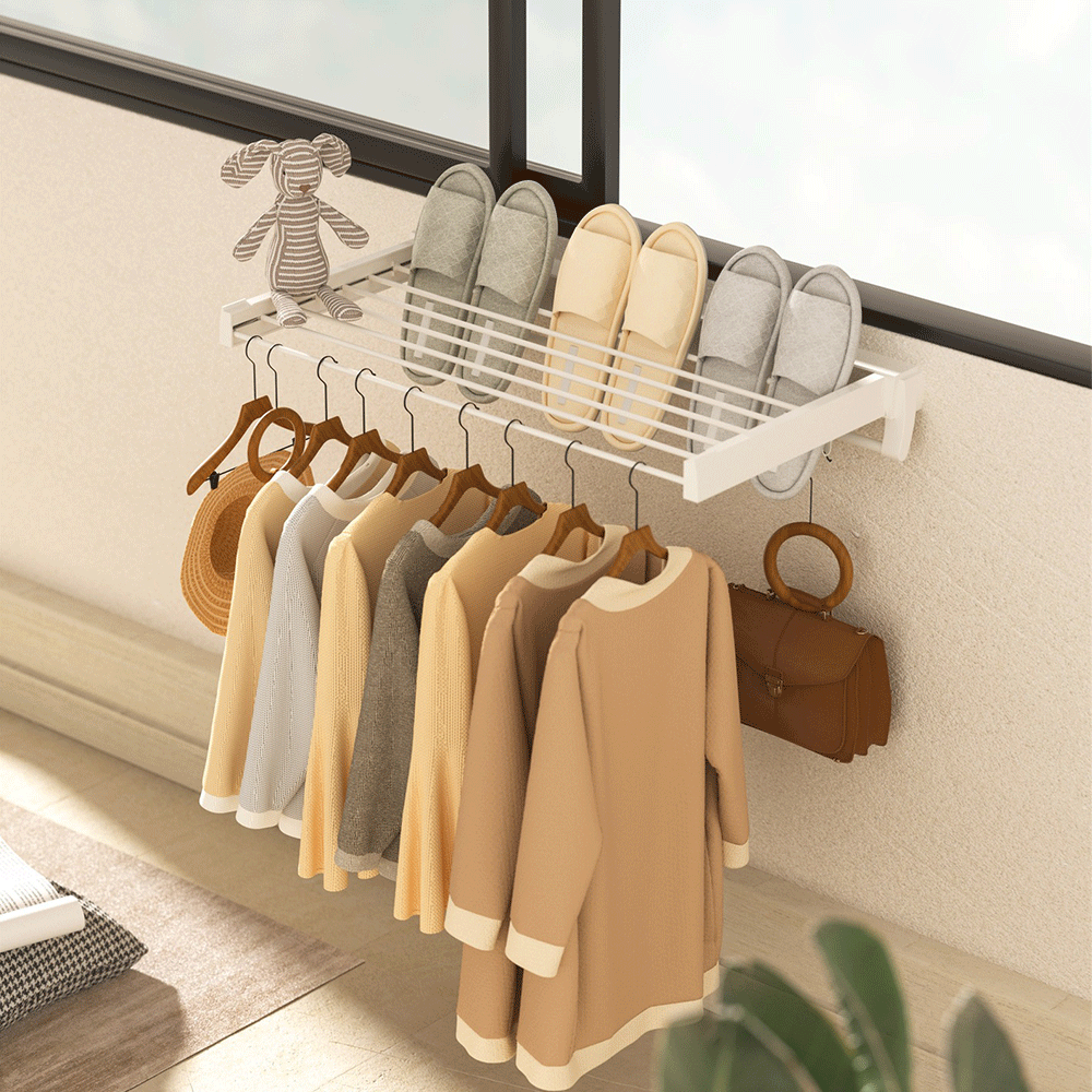 Rail Wall Drying Rack Wall Mounted Drying Rack Clothes Airer Rail Laundry Indoor Outdoor ...