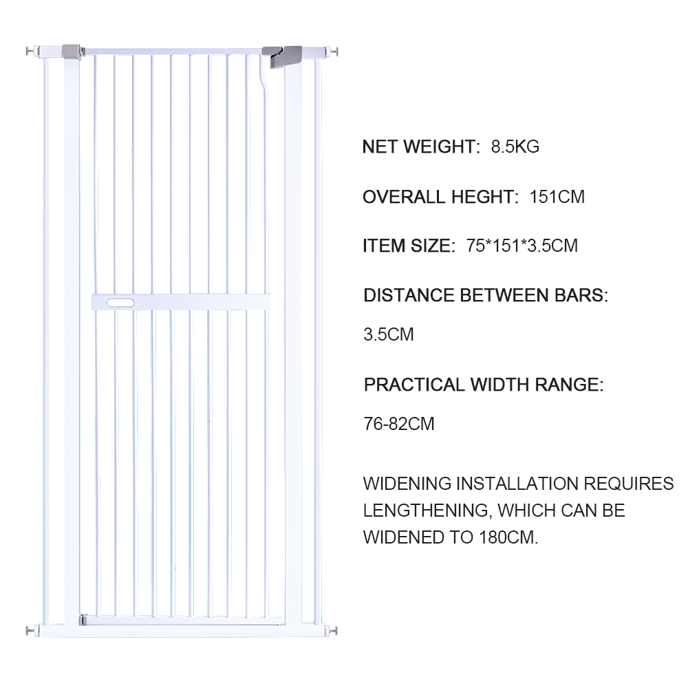 Alston Extra Tall 150cm Baby Pet Security Gate Safety Gate Easy Fit Fence Two Way Opening No Drill Needed Extension Part Width of 10.5/21/32cm Option