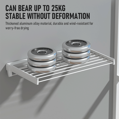 Alston Wall Mounted Drying Rack Clothes Airer Space Saver Folding Dryer Bearing Capacity 12KG Foldable Rail With Hooks Indoor Outdoor Balcony Laundry White