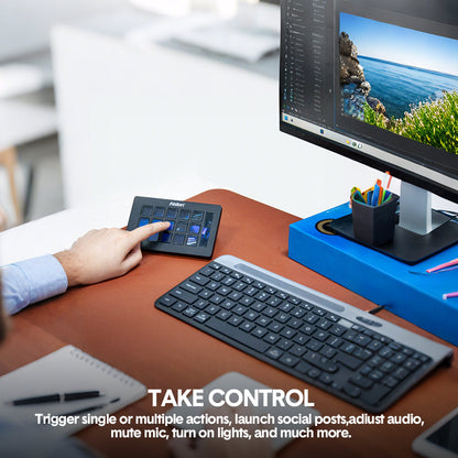 Studio Controller Keyboard Stream Controller Customizable Deck with 15 Shortcut Keys for Multi Applications Triggered in PC for Streaming Studio Work Game