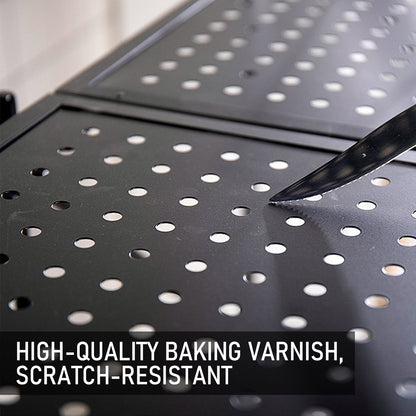 Alston 5 Tier Foldable Shelf Metal Display Rack Floor Standing Storage Capacity 100kg with Wheels for Commercial Retail Stores Bookcase Home Organizer Black