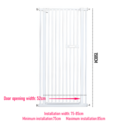 Alston Upgraded Extra Tall 150cm Baby Pet Security Gate Safety Gate Easy Fit Fence Adjustable Width 75-85cm Two Way Opening No Drill Needed Doorway Stairs Hallway
