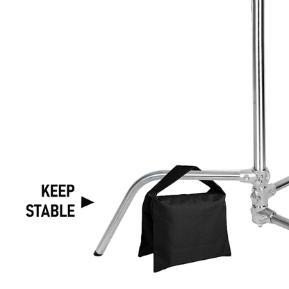 Alston 3.3m Heavy-Duty Stainless Steel C-Stand with Boom Arm Grip Head Adjustable Light Stand for Photograph Studio Reflectors Softbox Moonlight with Sandbag