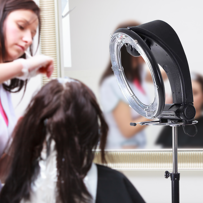 Alston Free Standing Hair Dryer Accelerator Colour 360 Rotating Halo Rolling Salon Equipment Height Adjustable Temperature and Timer Contror Hairdryer