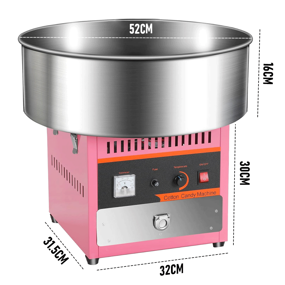 Alston 1000W Commercial Electric Cotton Candy Machine Sugar Fairy Floss Maker For Family Party with Stainless Steel Bowl Storage Drawer Pink Color