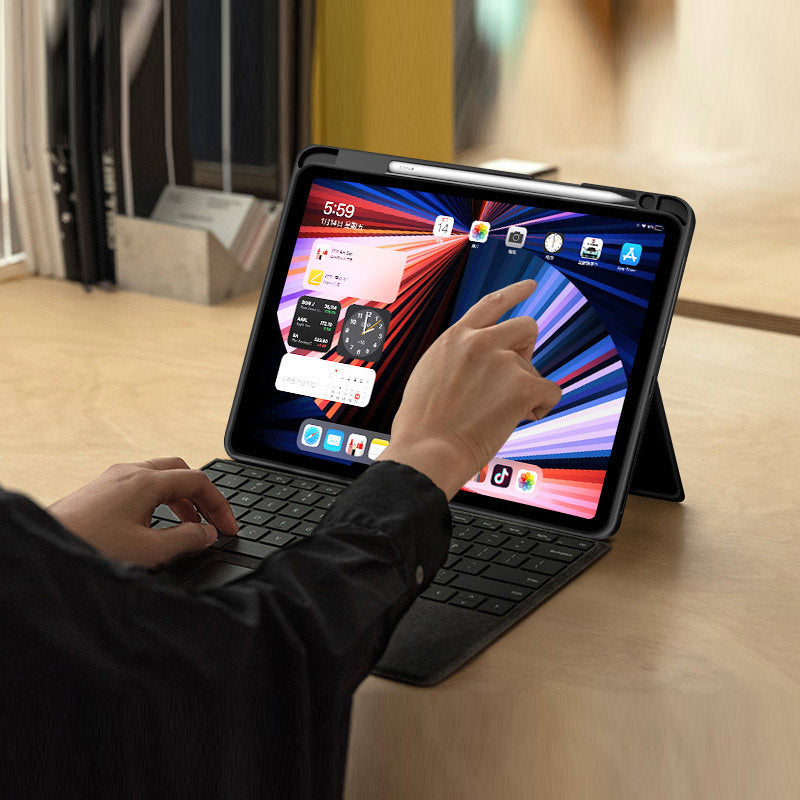 iPad Pro Air11 Inch Case with Keyboard Light Weight Keyboard Case with Built-in Battery Easy-Set Magnetic Stand Removable Protective Case Black