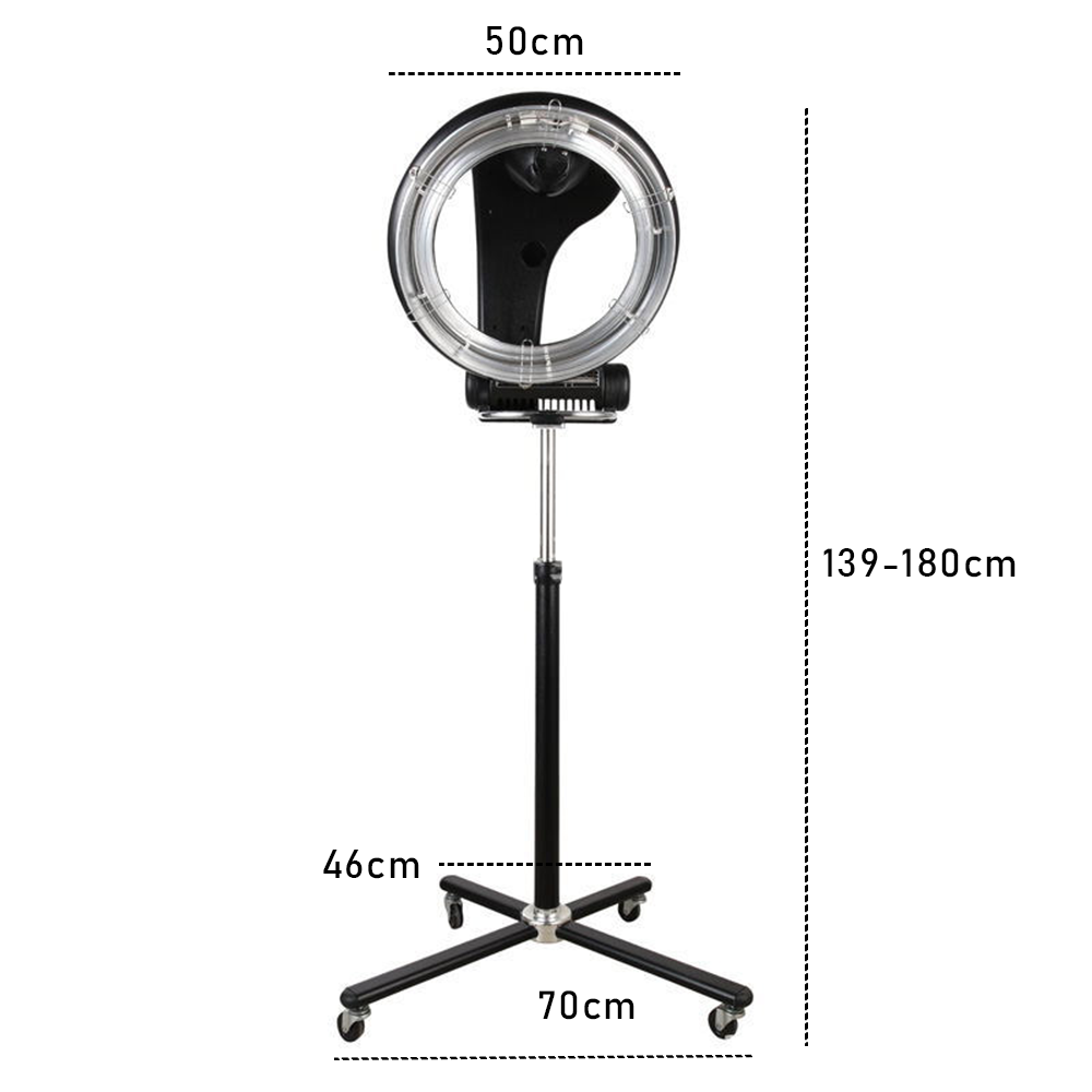 Alston Free Standing Hair Dryer Accelerator Colour 360 Rotating Halo Rolling Salon Equipment Height Adjustable Temperature and Timer Contror Hairdryer