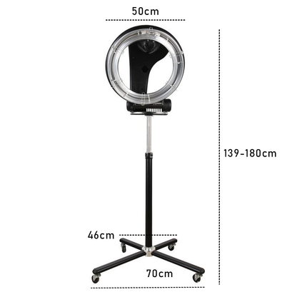 Alston Free Standing Hair Dryer Accelerator Colour 360 Rotating Halo Rolling Salon Equipment Height Adjustable Temperature and Timer Contror Hairdryer