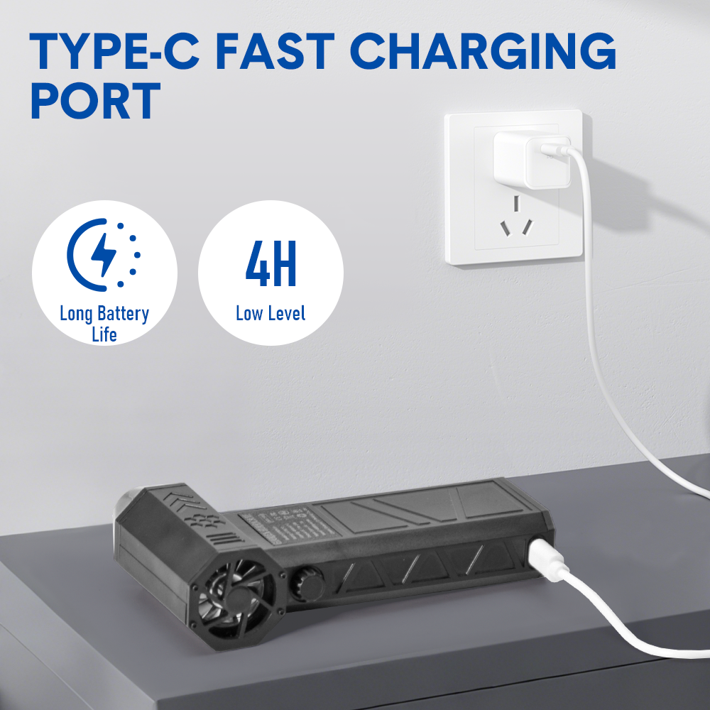 Turbo Air Duster 140000RPM 4 Hour Duration Powerful Mini Handheld Fan Rechargeable Dust Blower Adjustable Speed 2x4000mAh Battery for Home Outdoor Car