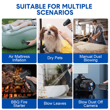 Turbo Air Duster 140000RPM 4 Hour Duration Powerful Mini Handheld Fan Rechargeable Dust Blower Adjustable Speed 2x4000mAh Battery for Home Outdoor Car