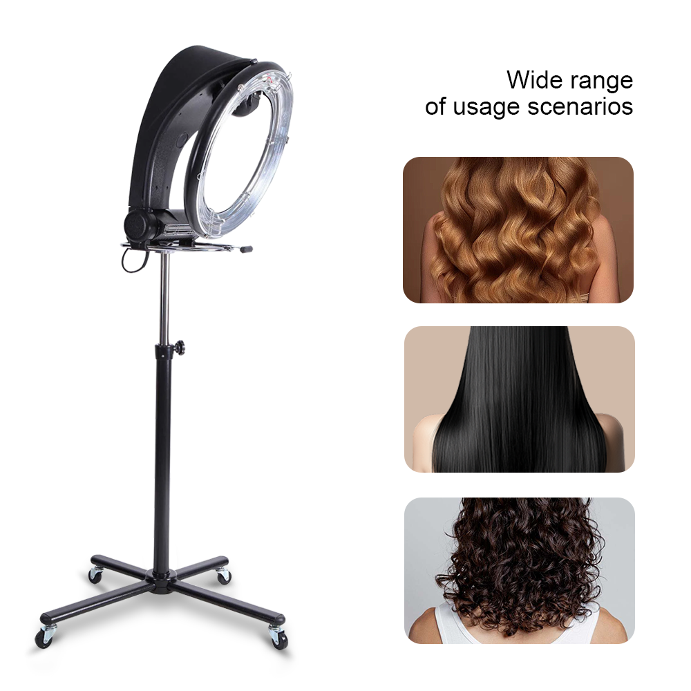 Alston Free Standing Hair Dryer Accelerator Colour 360 Rotating Halo Rolling Salon Equipment Height Adjustable Temperature and Timer Contror Hairdryer