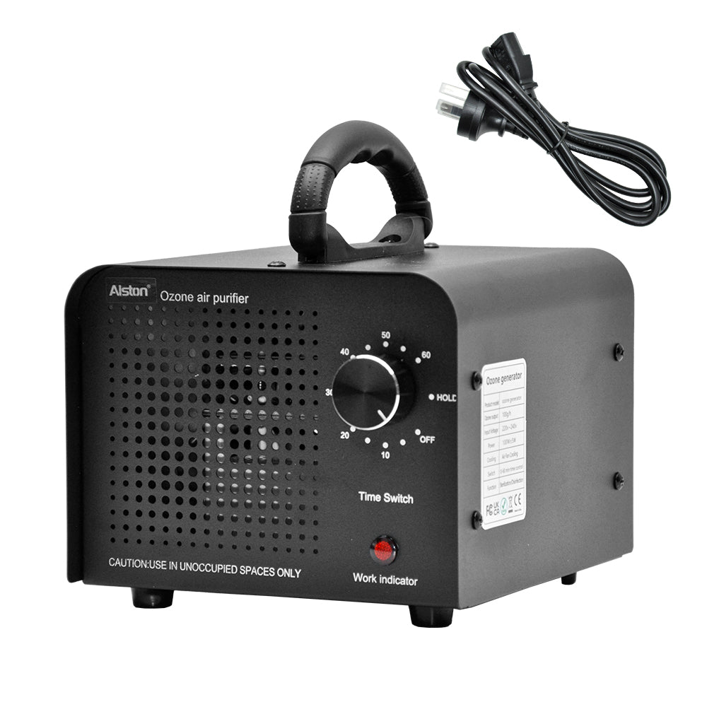 100W 0zone Generator 100000mg/h High Output Capacity O3 Air Purifier Ozone Machine with Adjustable Timer Odor Removal for Home Office Pet Smoke Black