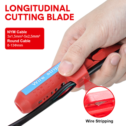 Wire Stripper Ergonomic Curved Handle Cable Stripping Splitting Cut Tool Wide Stripping Ranges Hand Tool with 6 Size Planer Holes for Electrical