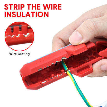 Wire Stripper Ergonomic Curved Handle Cable Stripping Splitting Cut Tool Wide Stripping Ranges Hand Tool with 6 Size Planer Holes for Electrical