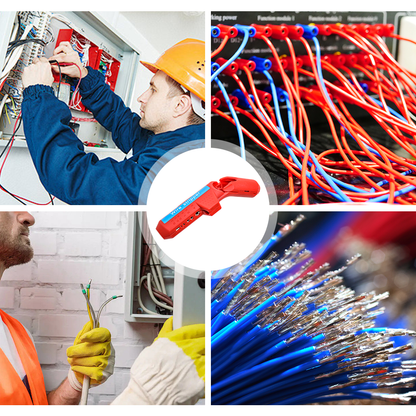 Wire Stripper Ergonomic Curved Handle Cable Stripping Splitting Cut Tool Wide Stripping Ranges Hand Tool with 6 Size Planer Holes for Electrical