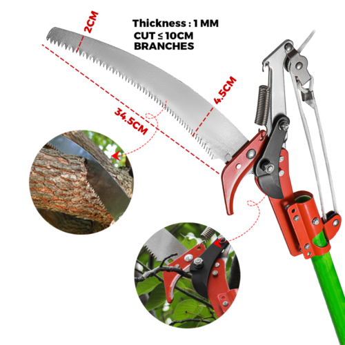 Alston 8M Detachable Pole Pruning Saw Tree Trimmer Extendable Shearing Loppers Hand Pole Saw With Storage Bag Portable Long Reach Yard Garden Pruning Cutter