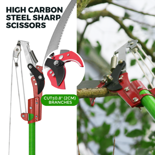 Alston 8M Detachable Pole Pruning Saw Tree Trimmer Extendable Shearing Loppers Hand Pole Saw With Storage Bag Portable Long Reach Yard Garden Pruning Cutter